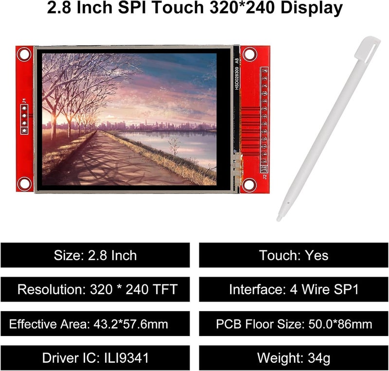XIITIA 2pcs 2.8" SPI TFT LCD Display Touch Panel ILI9341 240x320 TFT LCD Touch Screen Shield 5V/3.3V STM32 Display Module SPI Serial with Touch Pen - Image 4
